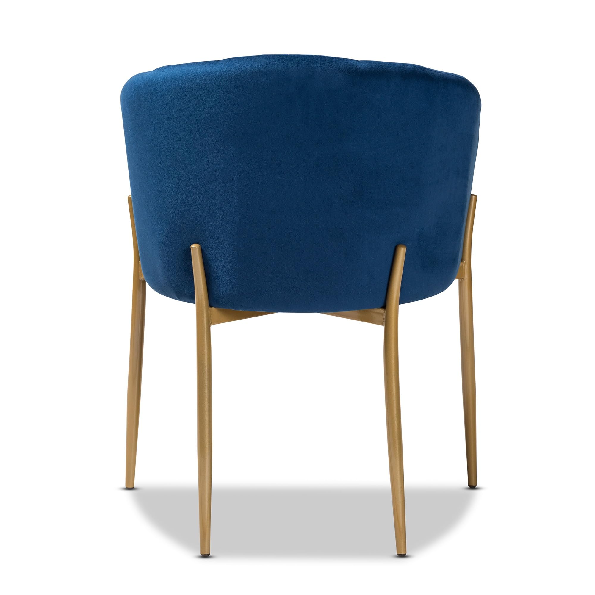 Baxton Studio Ballard Navy Blue Velvet and Gold Finished Metal Dining Chair