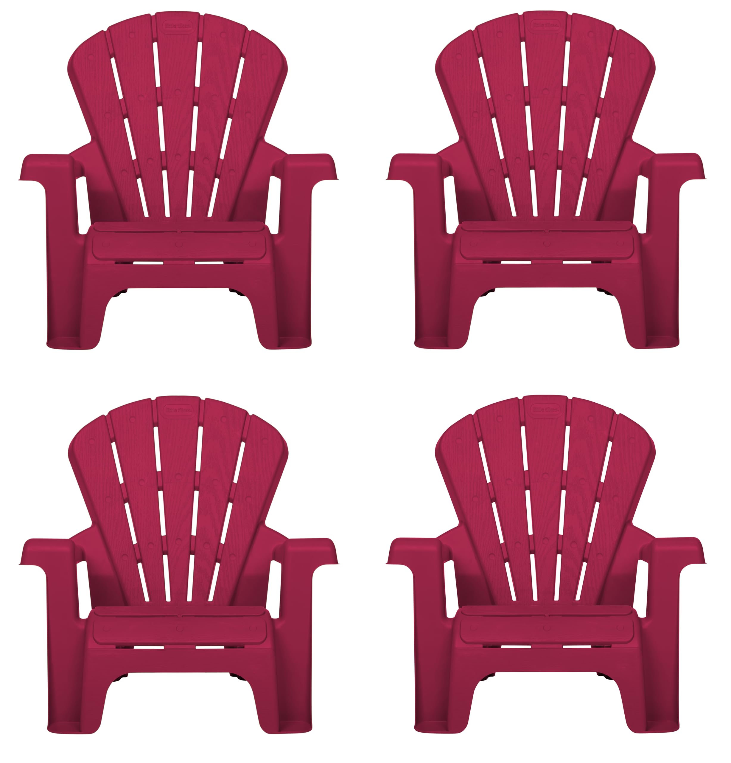 Little Tikes Kids Garden Chair 4 Pack in Red, Outdoor Toddler Activity Adirondack Chairs for Picnic, Garden, Patio, Backyard & B