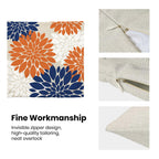 Fall Decor Pillow Covers 18X18 Inch Set Of 2 Burnt Orange Navy Blue White Dahlia Floral Decor Throw Pillows Modern Geometry Flow
