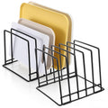 2 Pack 5Slot Baking Sheet Organizer Rack, Heavy Duty Steel Cutting Board Holder With RustResistant Coating and 8 PCS AntiSlip