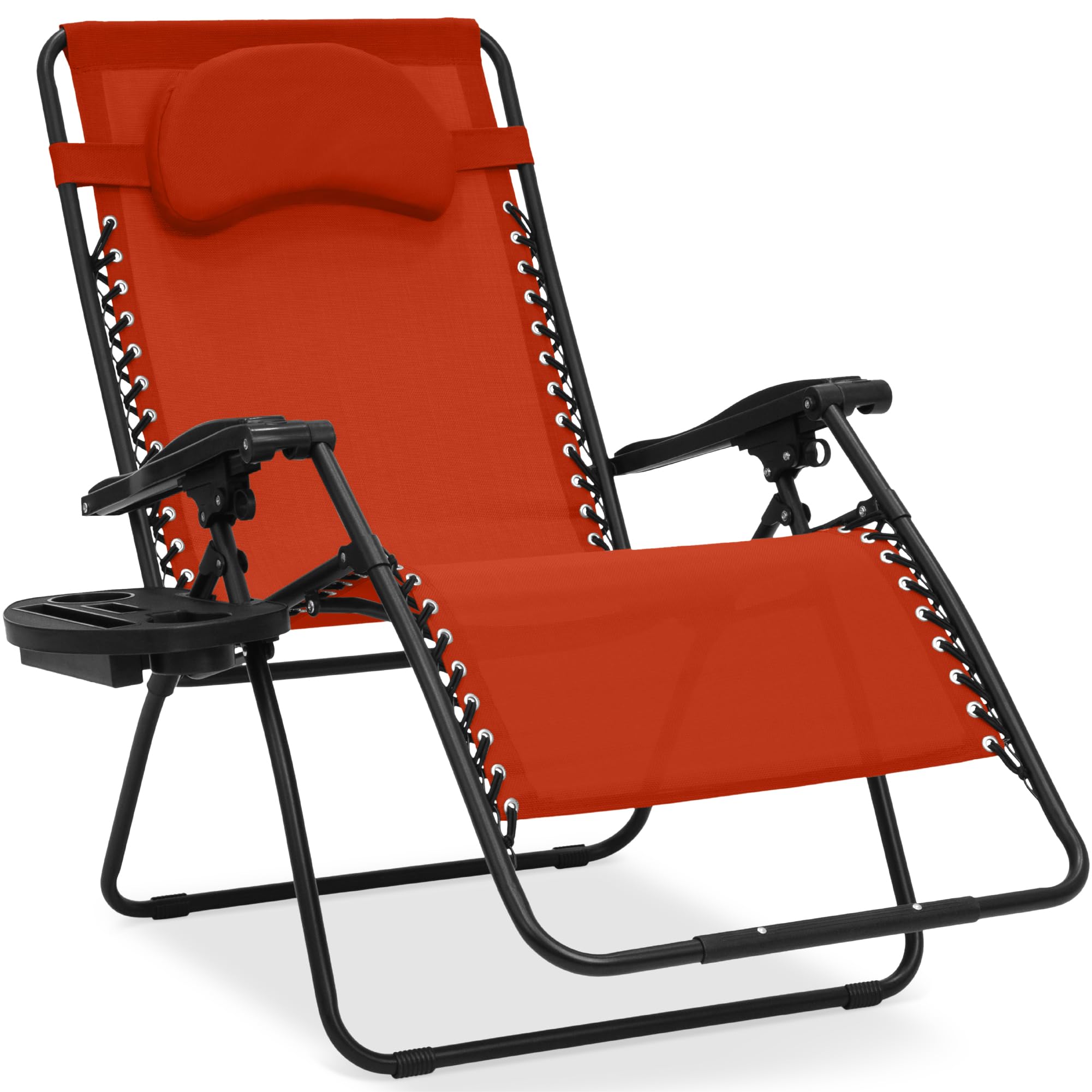 Best Choice Products Oversized Zero Gravity Chair, Folding Outdoor Patio Lounge Recliner w/Cup Holder Accessory Tray, Pillow - B