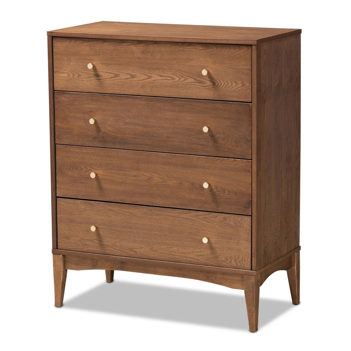 Baxton Studio Landis Mid-Century Modern Ash Walnut Finished Wood 4-Drawer Chest