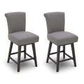 Chita 26 Inch Counter Height Swivel Bar Stools Set Of 2, Fsc Certified Modern Fabric Swivel Barstool Chair With Back, Flint Grey