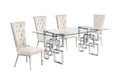 Best Quality Furniture D221-4Sc330 Dining, 5-Piece Set, Cream/Silver