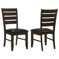Coaster Home Furnishings Dalila Set Of 2 Wood Ladder Back Dining Side Chairs Black Faux Leather Upholstered Padded Seat Cushion Cappuccino Brown 102722