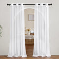 Nicetown White Sheer Curtains 80 Inches Long For Doorway, Grommet Voile Sheer With Light Filtering Window Treatments Elegant Doo