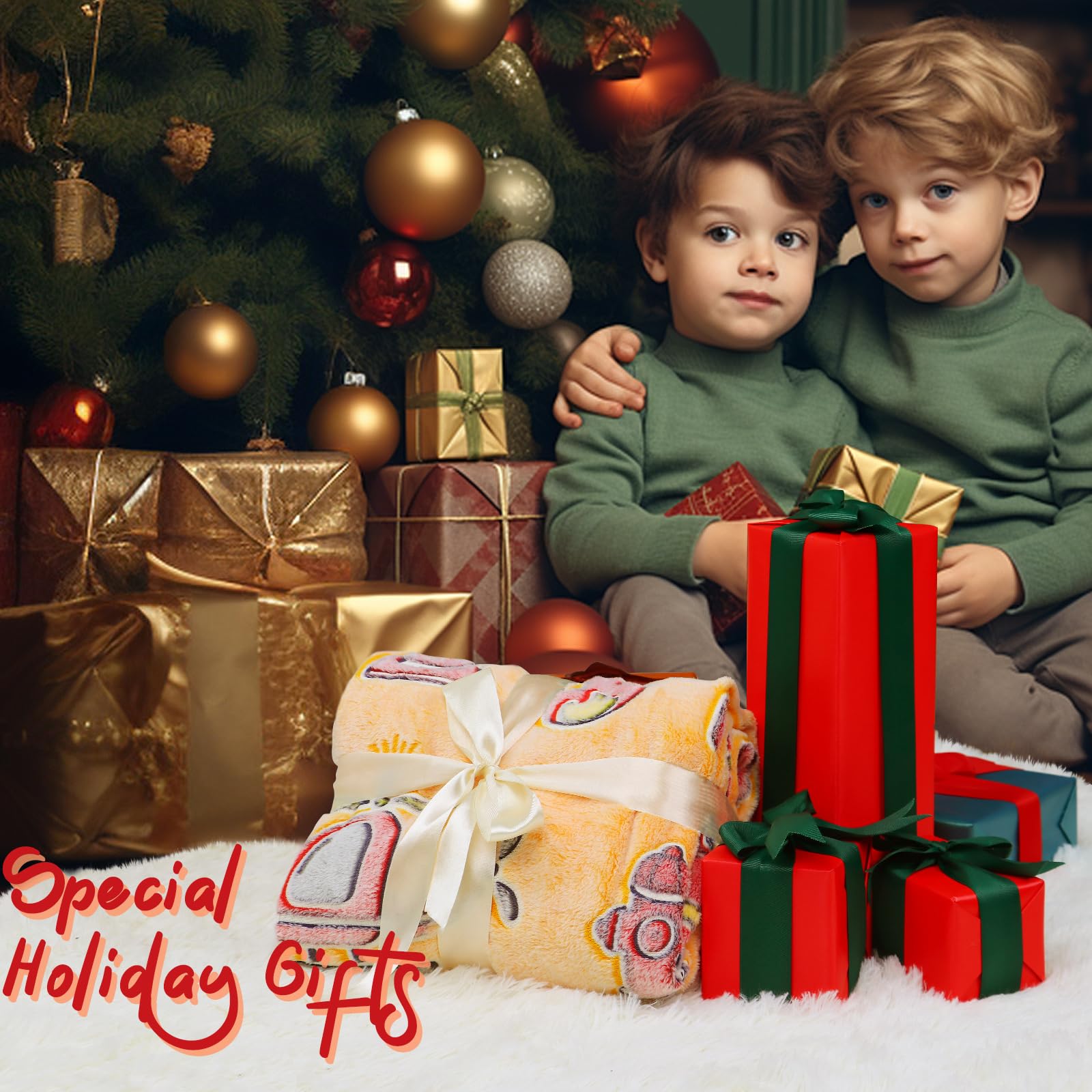 Kivee Fire Truck Blanket Glow In The Dark Blanket For Toddler Boy Blanket Firetruck Gifts Toys For Boys Son Birthday