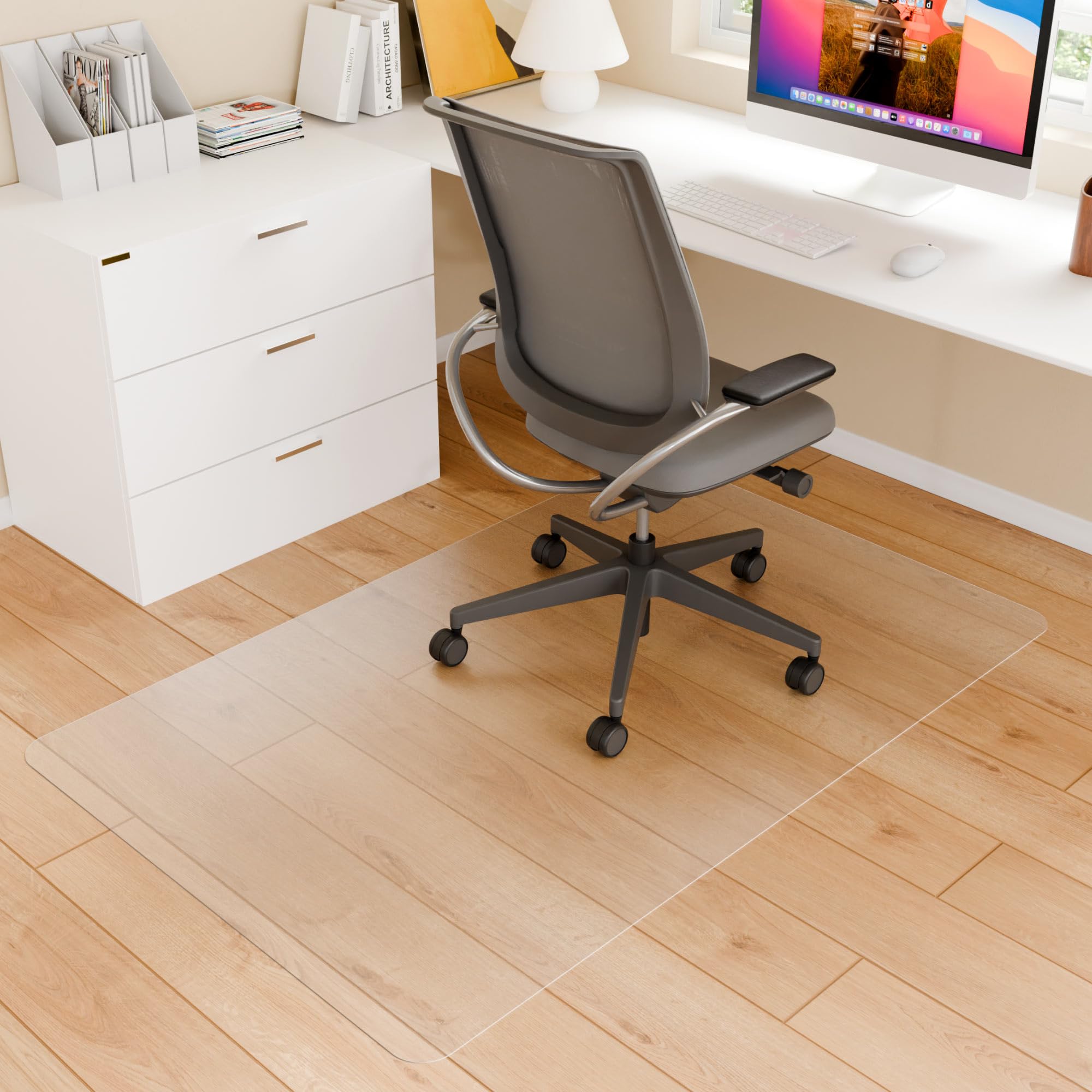 Futurwit Office Chair Mat For Hard Floors, 55' X 35' Hardwood Clear Protector For Desk Chair, Easy Glide Plastic Floor Mat For