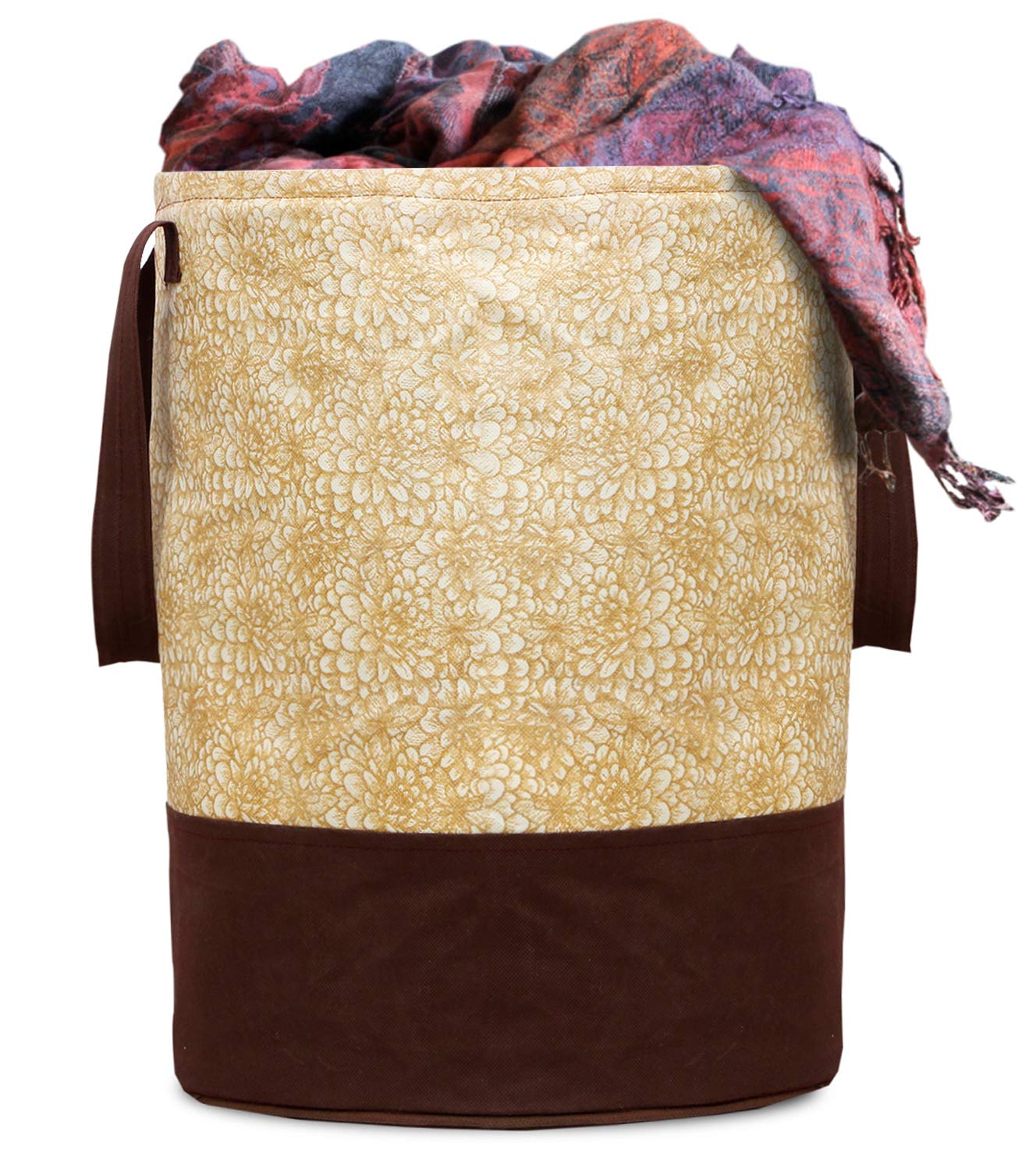 Kuber Industries Waterproof Canvas Laundry Bag/Hamper|Metalic Printed With Handles|Foldable Bin & 45 Liter Capicity|Size 37 X 37