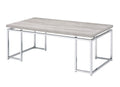Benjara Coffee Table With Rectangular Tabletop And Metal Legs, Silver And Brown