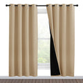 Nicetown Living Room Completely Shaded Draperies, Privacy Protection & Noise Reducing Ring Top Drapes, Black Lined Insulated Win