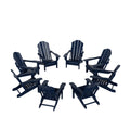 Westintrends Outdoor Folding Hdpe Adirondack Chairs For Patio, Backyard, Balcony, Comfortable Seat And All Weather Resistant (Set Of 8), Navy Blue