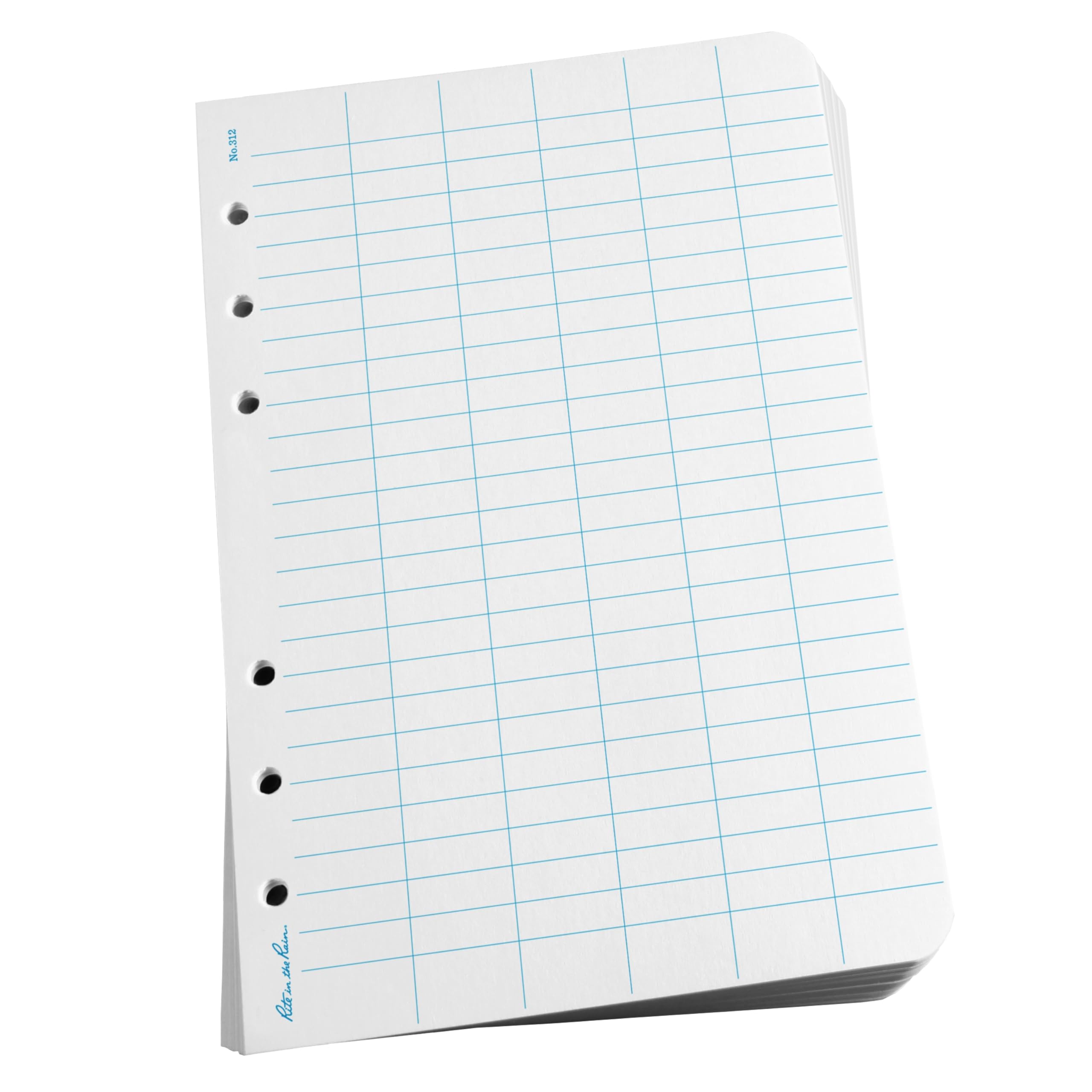 Rite In The Rain Weatherproof Loose Leaf Paper, 4.625' X 7', 32# White, Level Pattern, 100 Sheet Pack (No. 312)