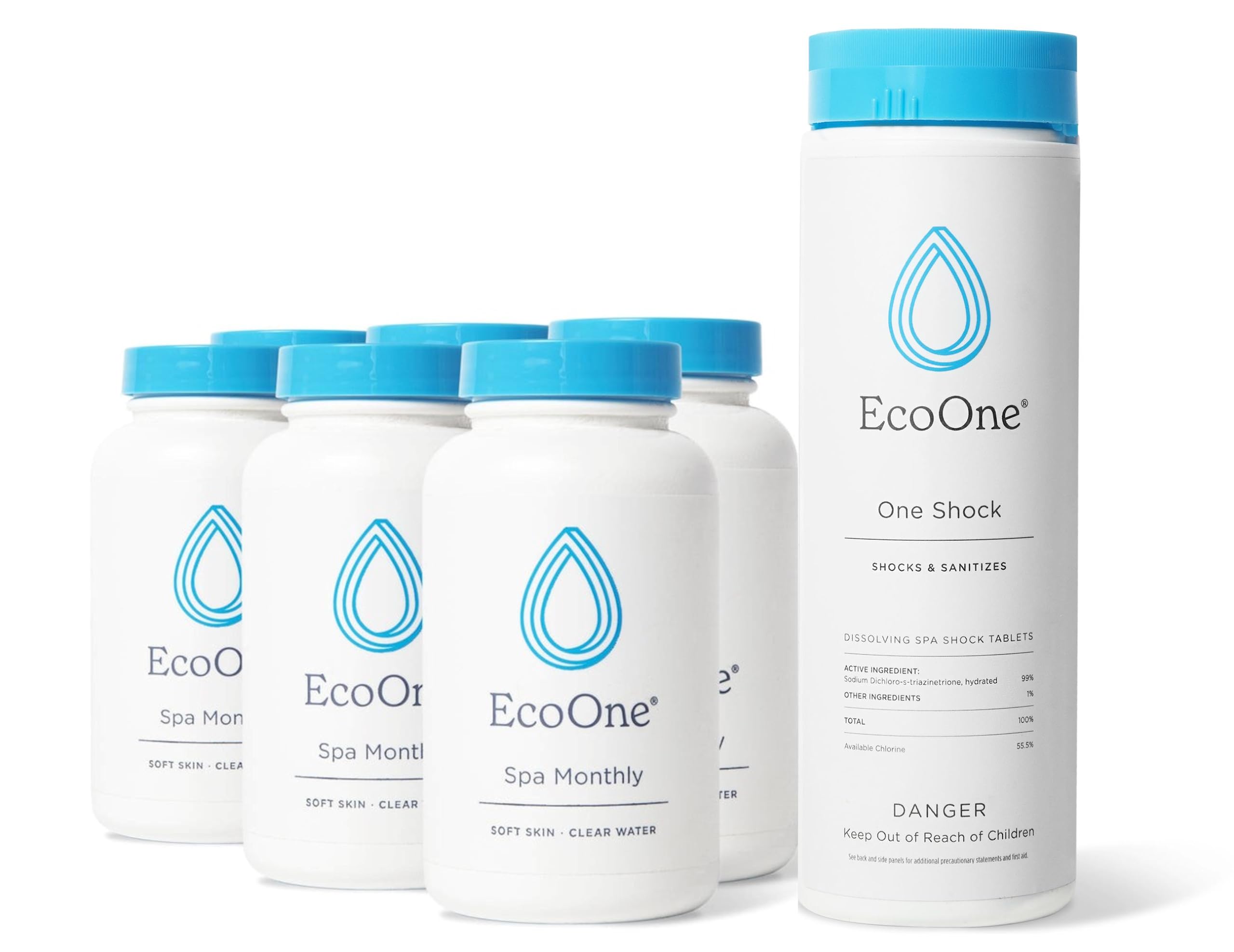 Ecoone | Hot Tub Chemical Maintenance & Supply Kit | Spa Shock & Conditioner Kit | Contains Oneshock Chlorine Tablets & Spa Mont