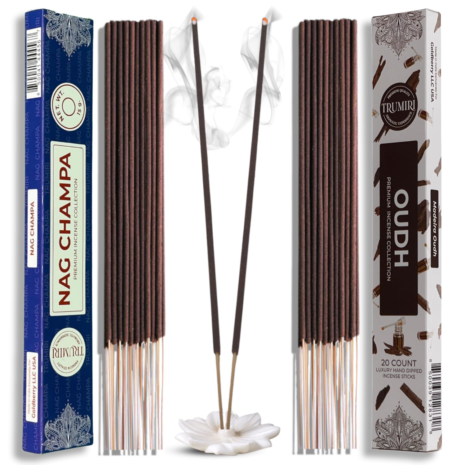 Trumiri Incense Sticks - Combo Pack of 35 Insence-Sticks - 15 Nag Champa + 20 Oud - Insenses - Insents - Incents - Inscense - In