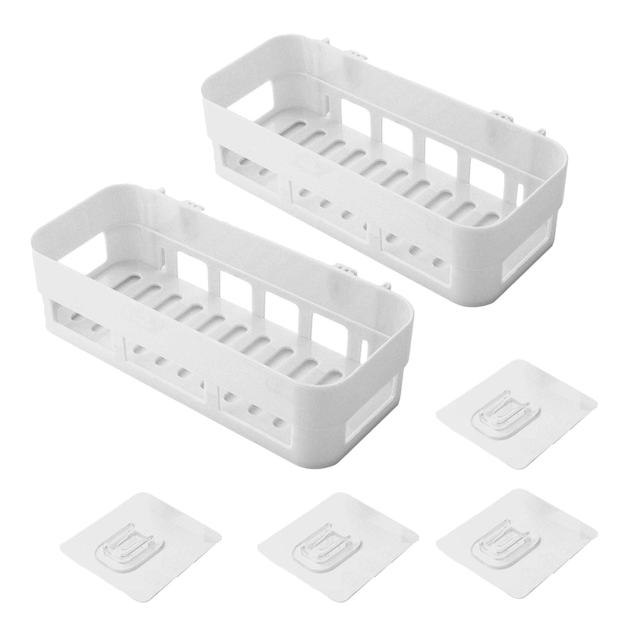 LOXBEE 2PCS AB Plastic Suction Bathroom Shelf Over Toilet No Drilling Adhesive Bathroom Storage Rack Organizer Rustproof Wall Mo