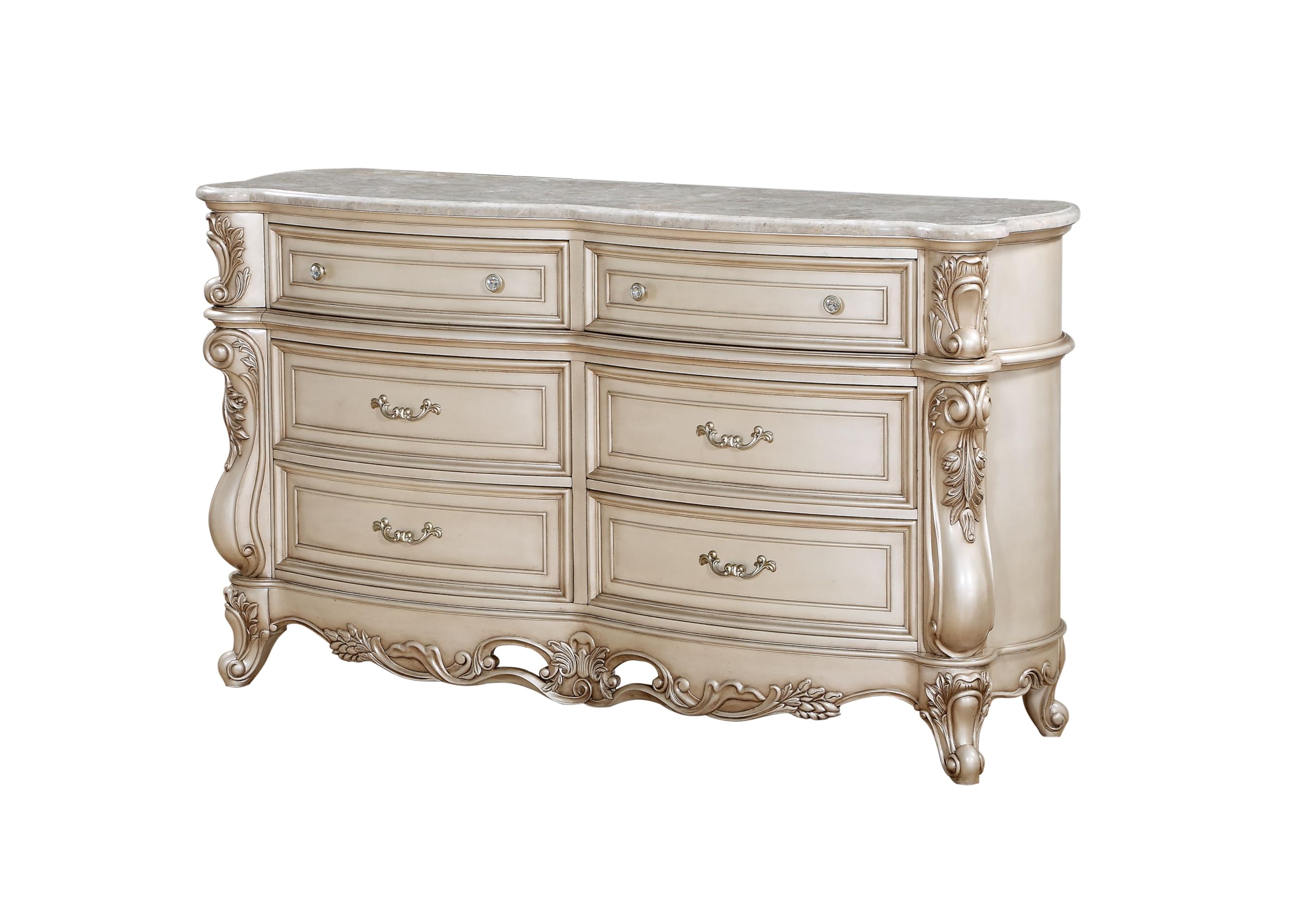 Acme Gorsedd 6-Drawer Wooden Dresser with Marble Top - Thumbnail 2