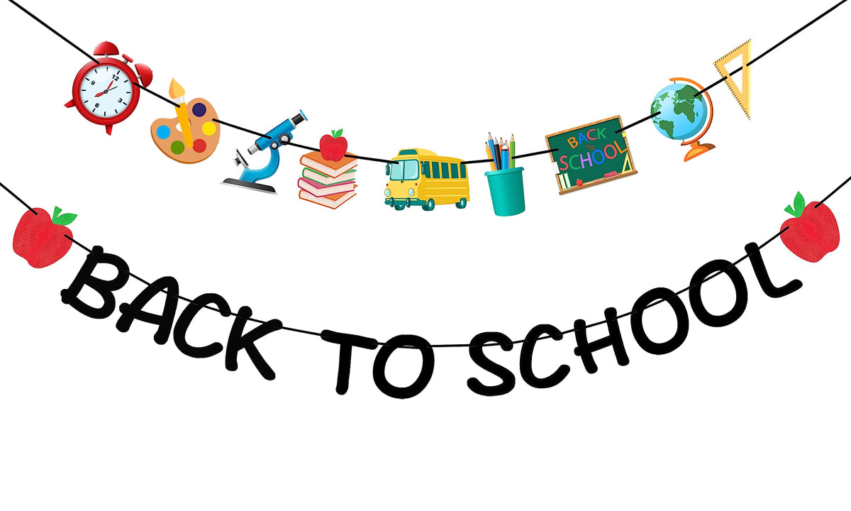 Vilifever 2 Piece Back To School Banner, First Day Of School Banner Welcome Back Decorations Garland Classroom Teacher Office De