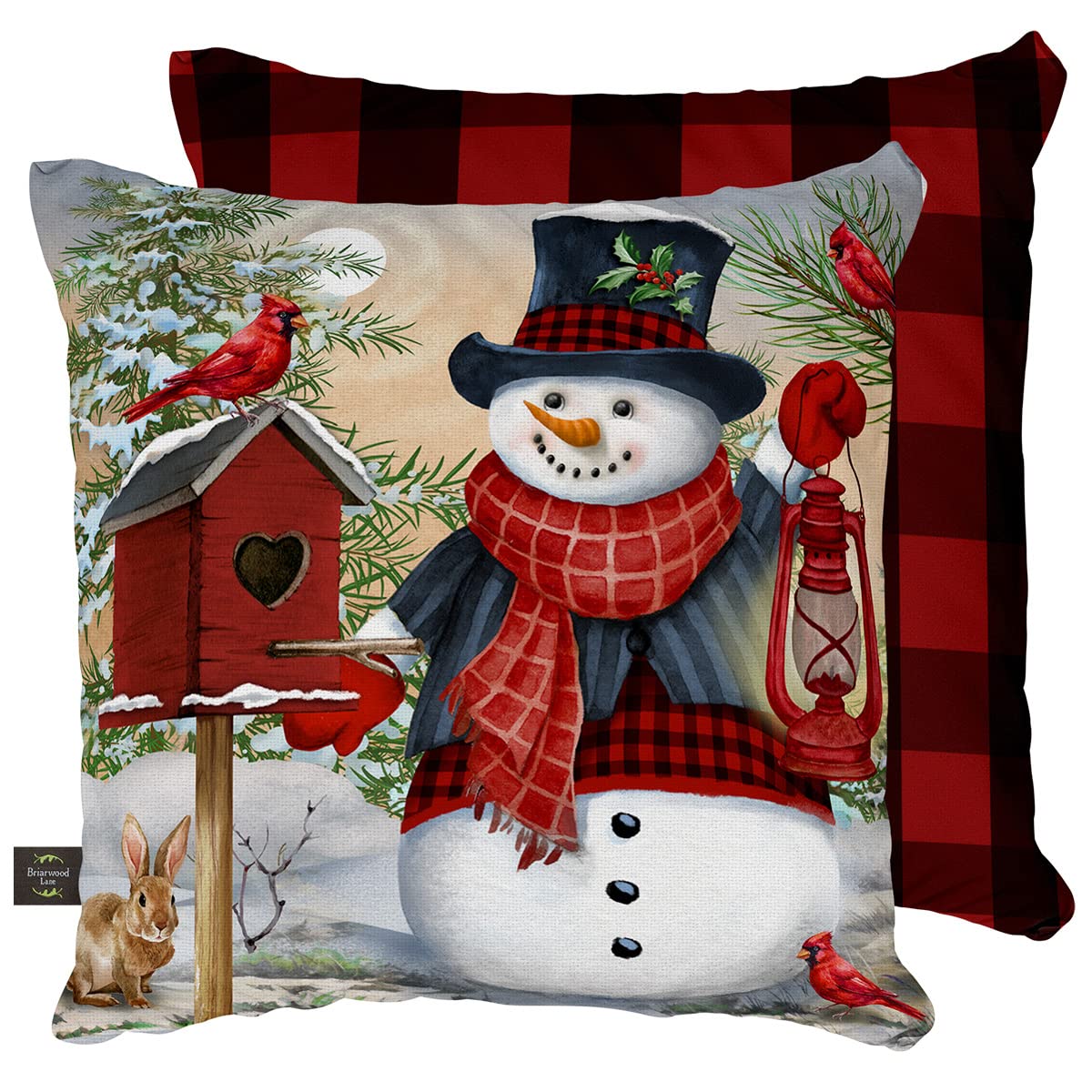 Briarwood Lane Snowman And Friends Winter Decorative Pillow Birds Indoor Outdoor 17' X 17'