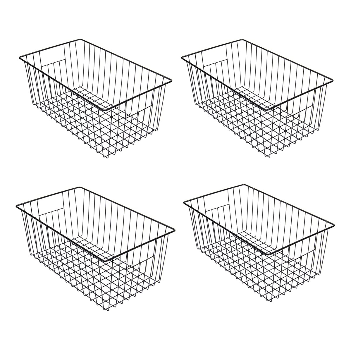 Lonpute 16Inch Freezer Wire Storage Organizer Baskets, Refrigerator Metal Bins With Handles For Kitchen, Pantry, Cabinet, Closet