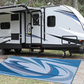 Eez Rv Products 9'X18' Wbl Heavy Duty Reversible/Durable Outdoor Patio/Rv Mats - Perfect For Rving(9Ft X18Ft Wave Blue) Come Wit