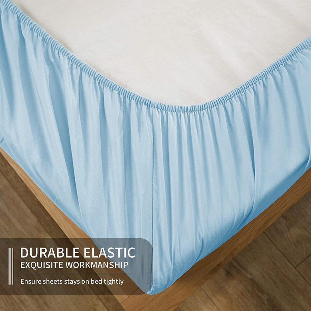 Easehome Light Blue King Size Bed Sheet Set - Deep Pocket To 18 Inches Mattress 4 Piece - Premium Bedding Sheets & Pillowcases C