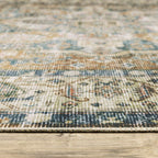 HomeRoots 510370 7 x 10 ft. Blue Gold Brown Green & Salmon Oriental Printed Stain Resistant Non Skid Rectangle Area Rug
