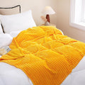 Linecooo Gold Fleece Throw Blanket 90     90    For Couch Sofa Bed,Super Soft Cozy Plush Microfiber Flannel Blanket With Stripes