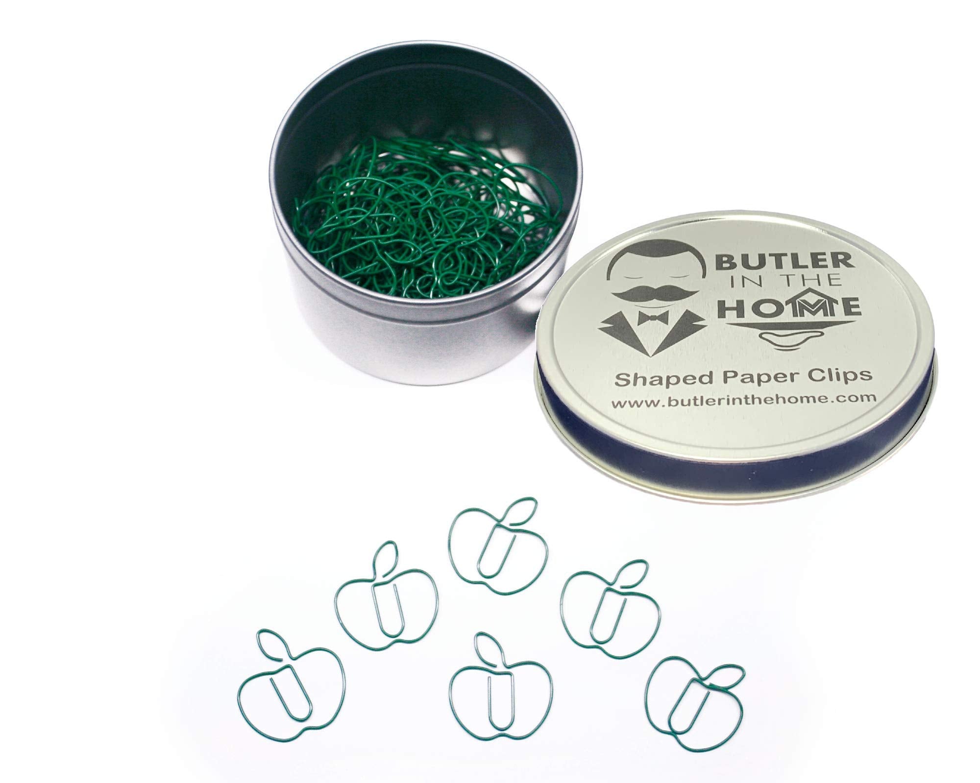 Butler In The Home Fruit Apple Shaped Paper Clips Great For Paper Clip Collectors Or A Teacher Gift - Comes In Round Tin With Li