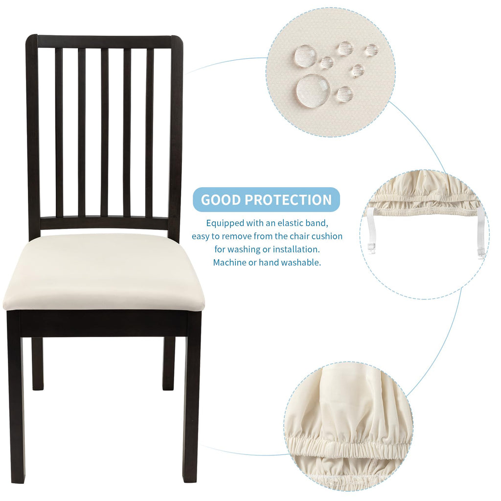 Searchi Cool Fabric Seat Covers For Dining Chairs, 4 Pack Water Repellent Dining Room Chair Seat Covers, Kitchen Chair Seat Covers Protectors(Beige)