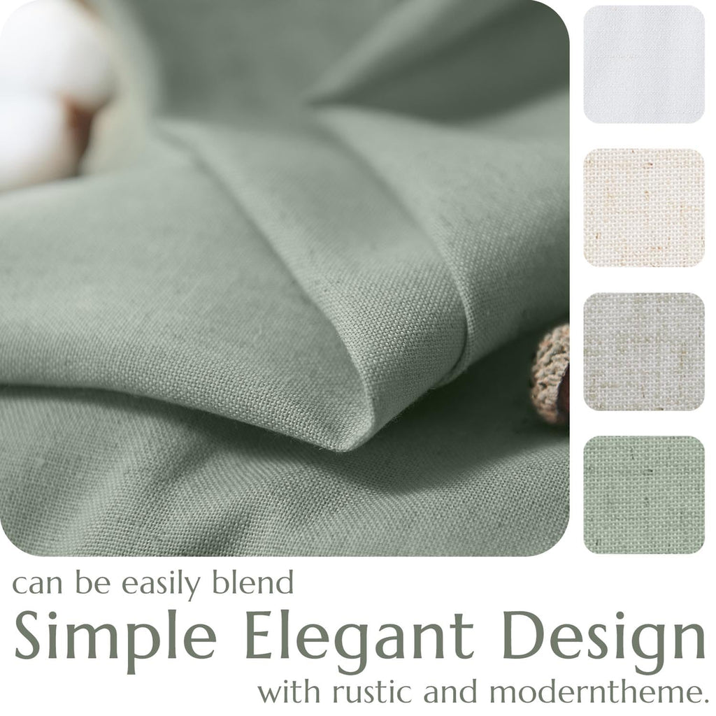 Jinchan Linen Textured Tier Curtains 24 Inch For Kitchen Windows Country Farmhouse Cafe Small Curtains Rustic Light Filtering Half Curtains For Living Room Laundry Bathroom Rod Pocket 2 Panels Green