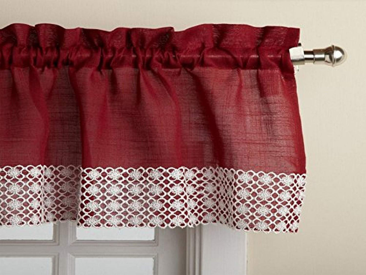 Sweet Home Collection Kitchen Curtain Valance Salem Burgundy