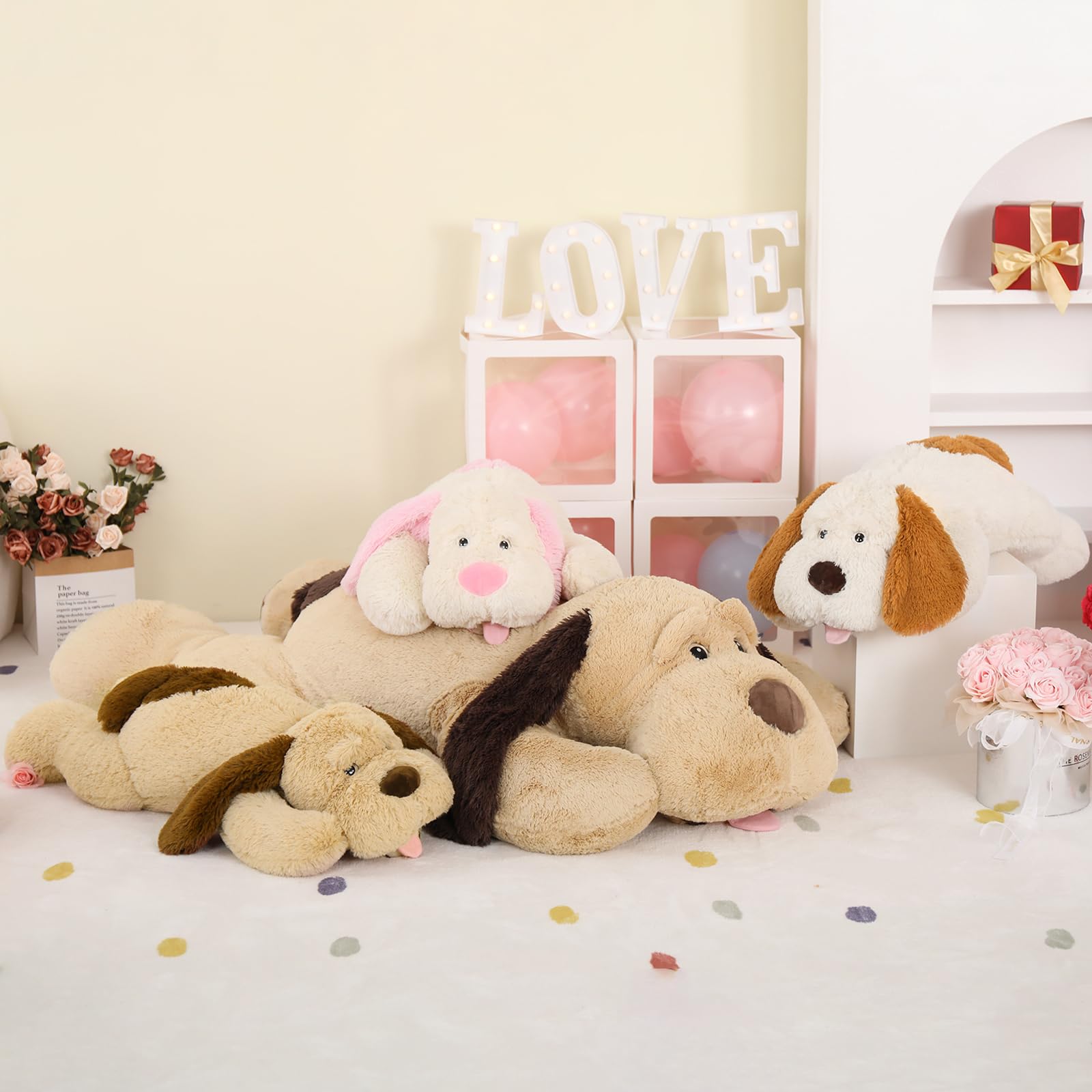 Morismos Giant Dog Stuffed Animal 31', Soft Plush Dog Pillow, Big Puppy Plush Toy For Kids