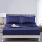 Satin-Silk Sheets Twin Size Bed Set, Navy Blue Soft Cooling Deep Pocket Sheets, Hypoallergenic, Wrinkle And Fade Resistant Beddi