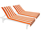 COTTON CRAFT Pool Lounge Chair Cover - 2 Pack - Chaise Beach Picnic Spa Towel - Cabana Stripe - Soft Premium Ringspun Terry Cott