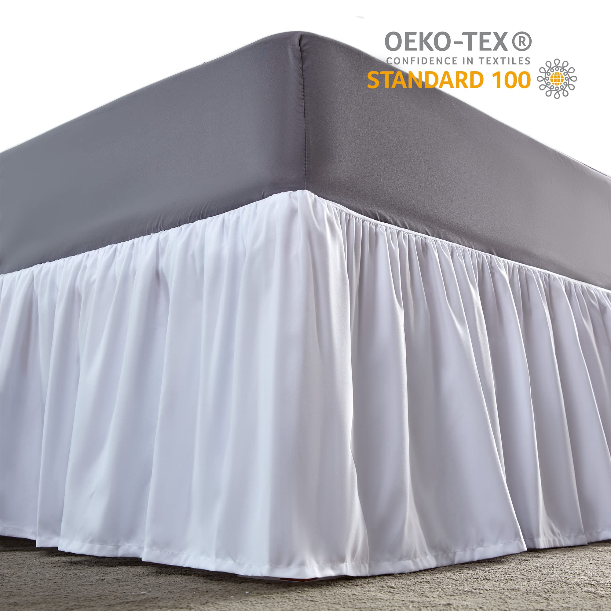 Sleep Zone Ruffled Bed Skirts King Size, Anti-Static Bedskirt Dust Ruffles With 15 Inches Tailored Drop, Easy Fit, Fade Resistan