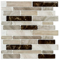 LONGKING Self-Adhesive Kitchen Backsplash, Marble Look Decorative Tiles (10 Tiles) (Light Brown)