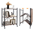 Yuanjimi 3 Tier Vintage Multifunctional Folding Shelf with Wheels