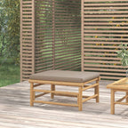 vidaXL Outdoor Bamboo Patio Sofa with Taupe Cushions - Modular Comfortable Garden Lounge Set in Natural Finish, Easy Assembly Required