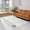 linmopm Faux Fur Rug Sheepskin Shag Fluffy Fuzzy 5x7 ft White Rugs for Bedroom Bedside Bed Floor Living Room Plush Rectangle Hig