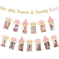 Jollyboom Princess First Birthday Decorations Girl, Princess Theme 1st Birthday Photo Banner Crown Our Little Princess Is Turnin