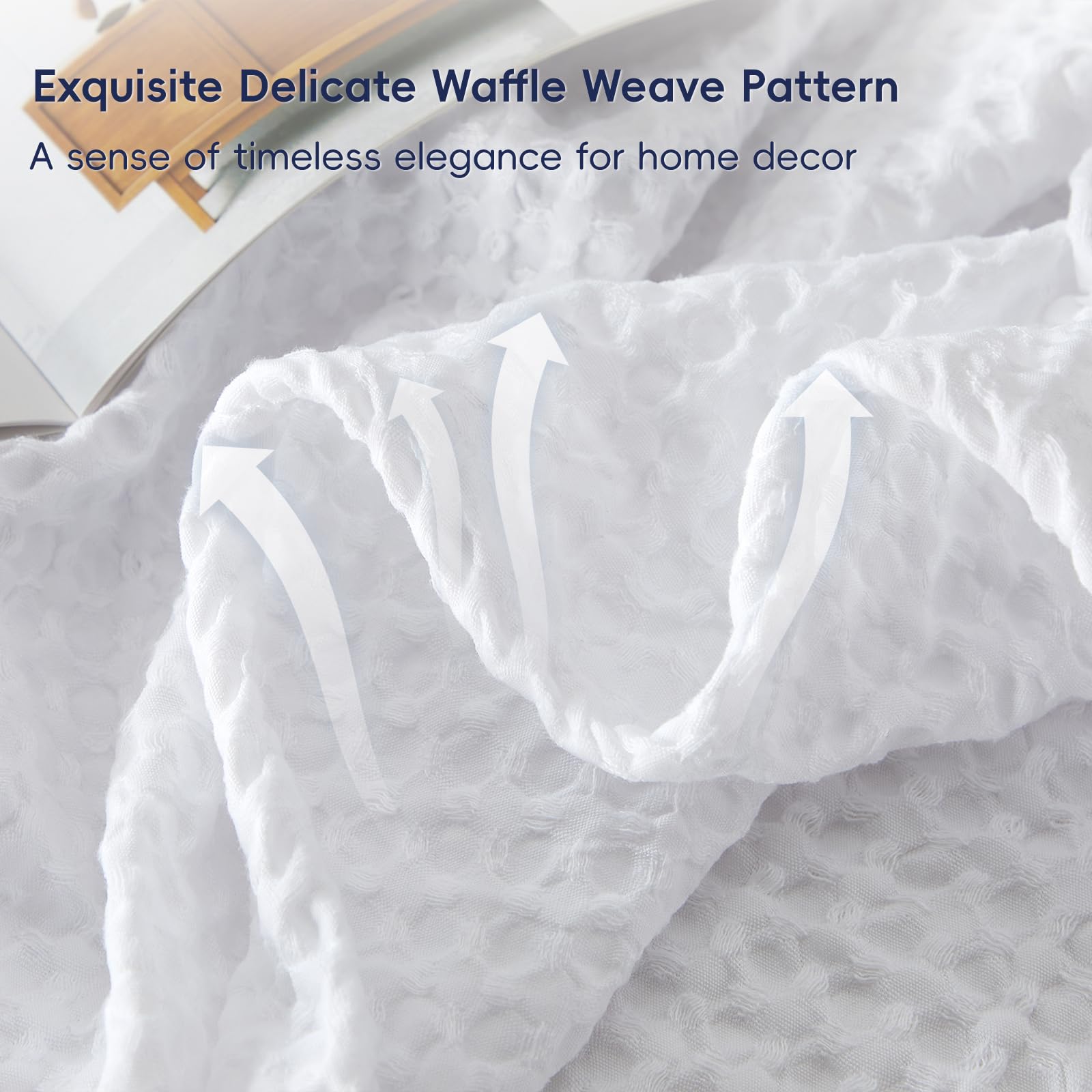 Phf Ultra Soft Waffle Weave Blanket Twin Size 66'X 90'- Washed Lightweight Breathable Cozy Woven Blanket For Bed - Aesthetic Decor For Couch Bedding Sofa Home Car - White
