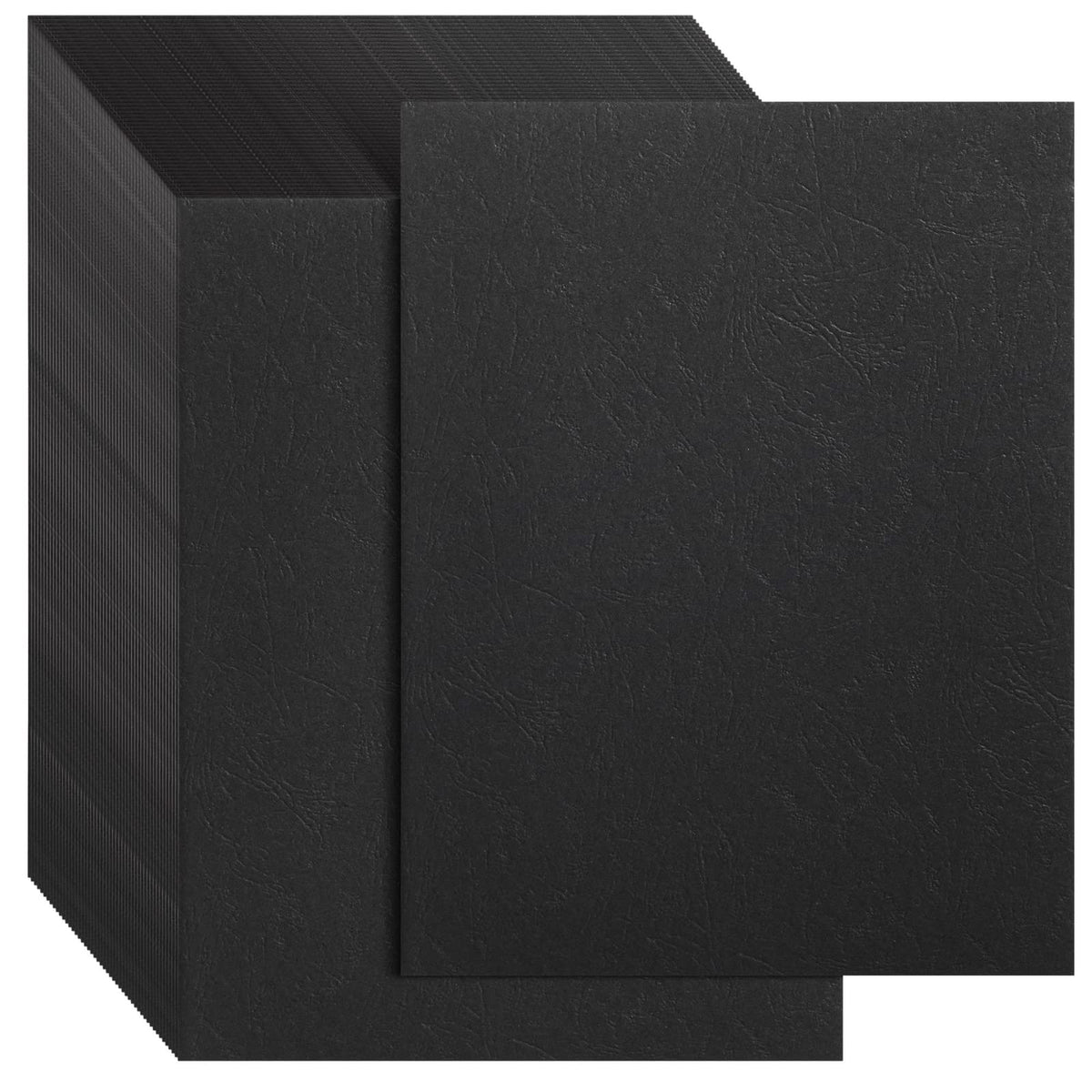 Juvale 100-Pack Black 13 Mil Presentation Binding Covers And Backs, 230G Letter Size Quality Leather Grain Paper For Business Re