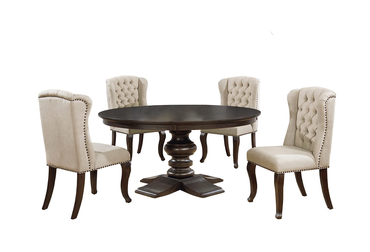 Best Quality Furniture D5 5Pc Dining Set (1 Table + 4 Chairs) Linen Look, Beige