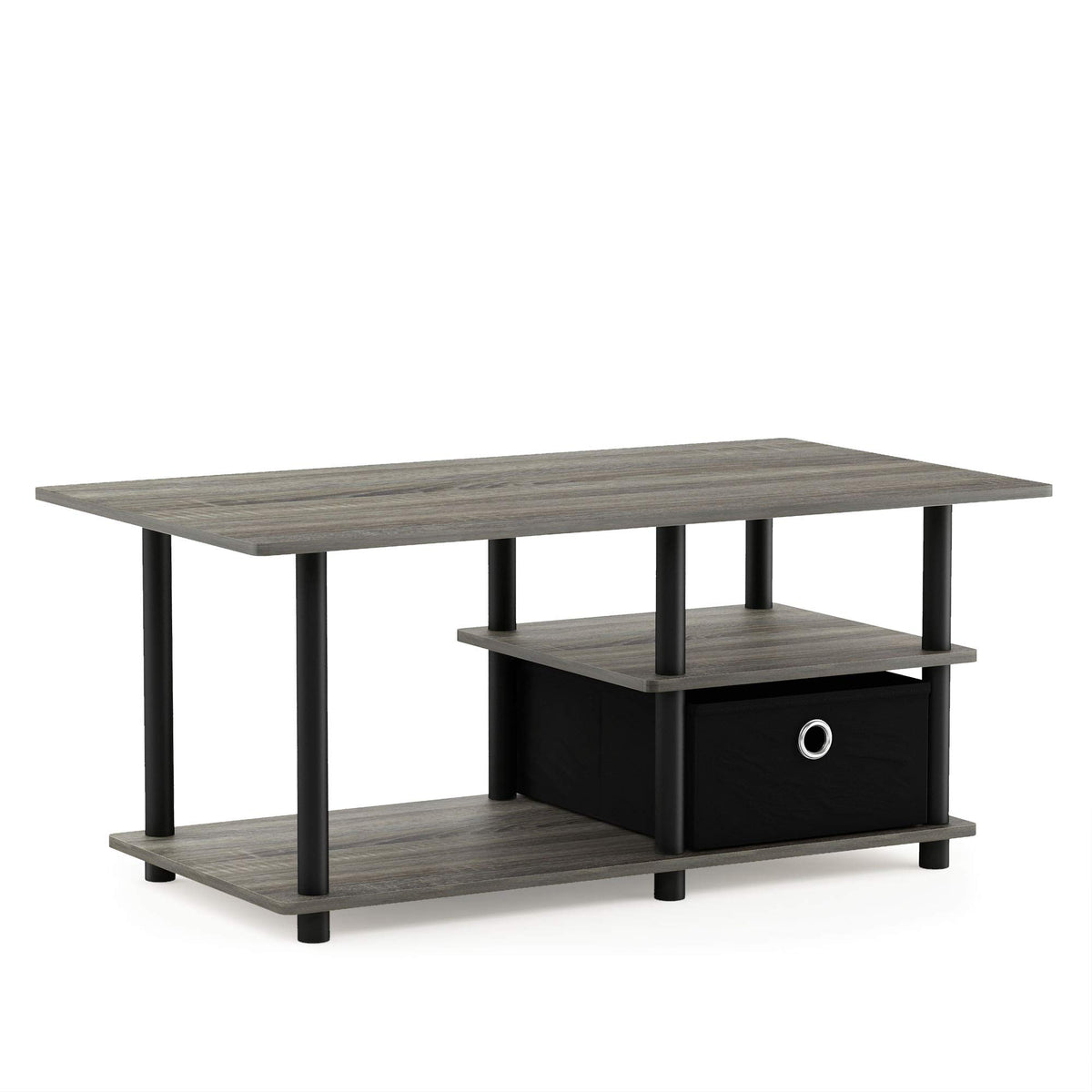 Furinno Turn-N-Tube Toolless Toollest Tv Stand Up To 45&quot;, French Oak Grey Black