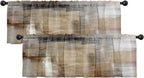 Emvency 2 Pack Valances Window Treatments, Brown Abstract Modern Art Blackout Drapes Adjustable Curtain Valances for Windows Liv