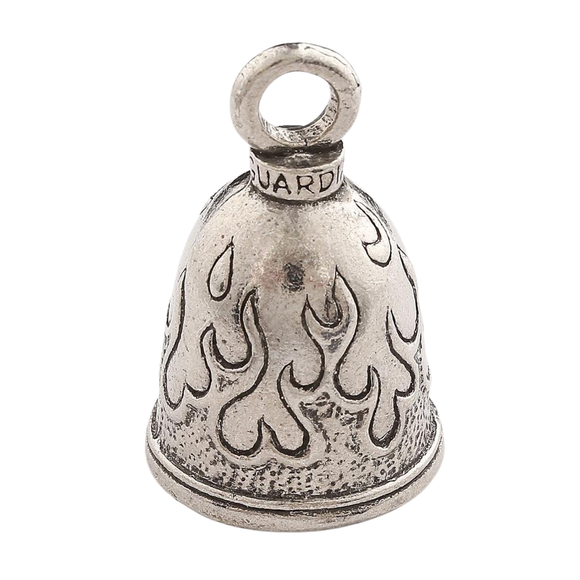 Guardian Bell Flame Bell Good Luck Bell W/Keyring & Black Velvet Gift Bag | Motorcycle Bell | Lead-Free Pewter | Good Luck Gift