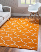 Unique Loom Trellis Frieze Collection Area Rug - Rounded (5' 1'' X 8', Orange/ Ivory)