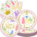 Aulecoo 40Pcs Princess Party Decorations Fairytale Party Plates Napkins for Baby Shower Princess Birthday Party Decorations,Suit