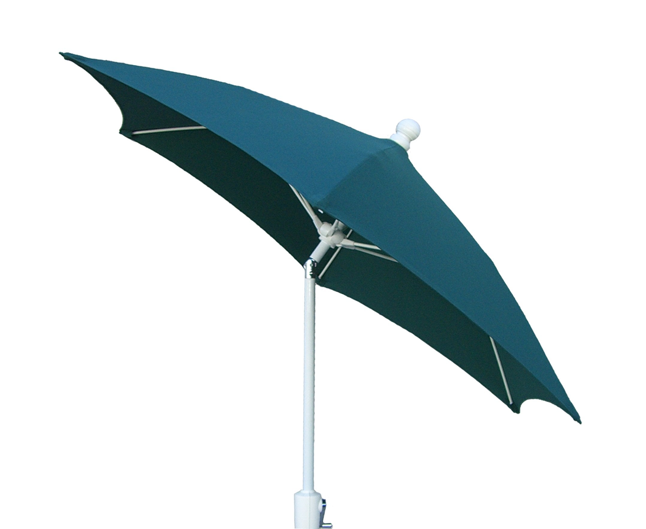 Fiberbuilt Umbrellas Patio Umbrella With Push-Button Tilt, 7.5 Foot Forest Green Canopy And White Pole